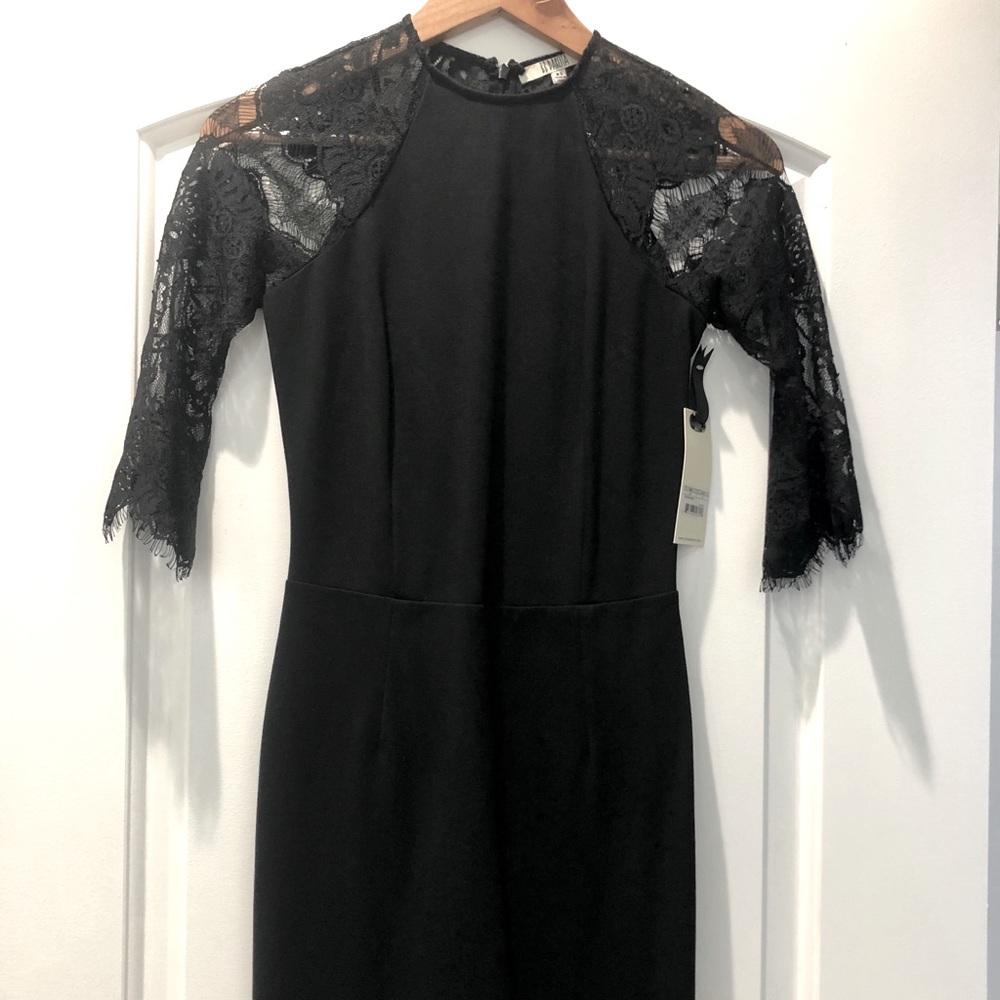 NWT BB DAKOTA lace sleeve holiday black dress
